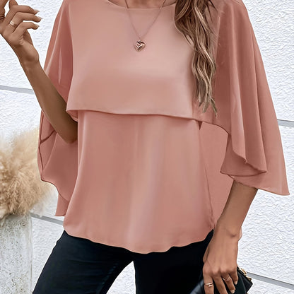 Asymmetrical Hem Short Sleeve Blouse