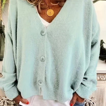 Vibrant V-Neck Knit Cardigan