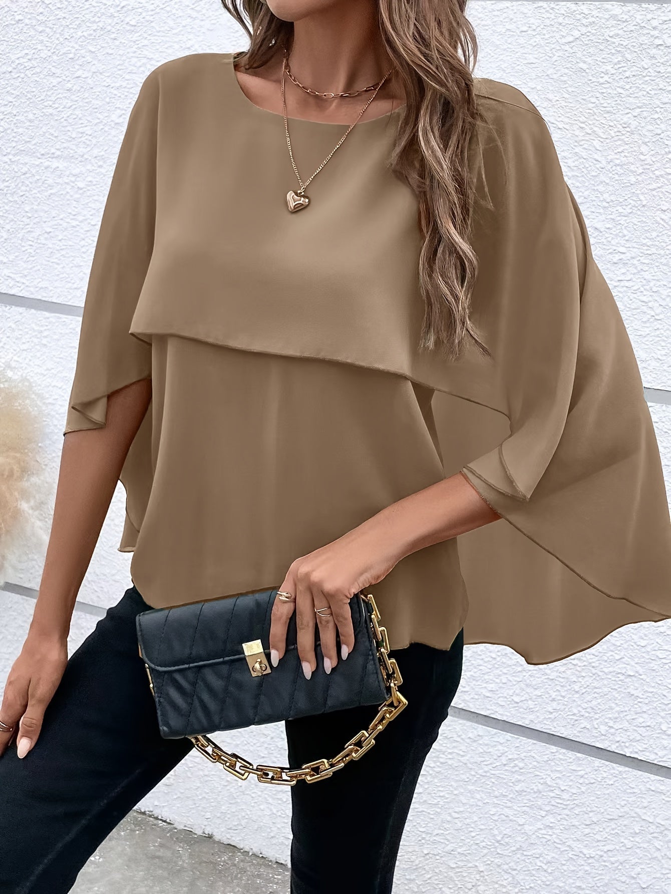 Asymmetrical Hem Short Sleeve Blouse