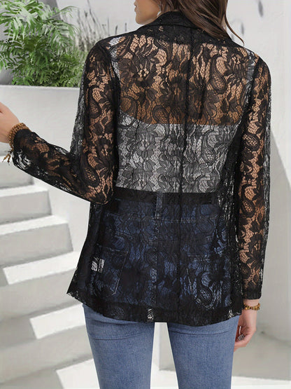 Floral Lace Open Front Blazer