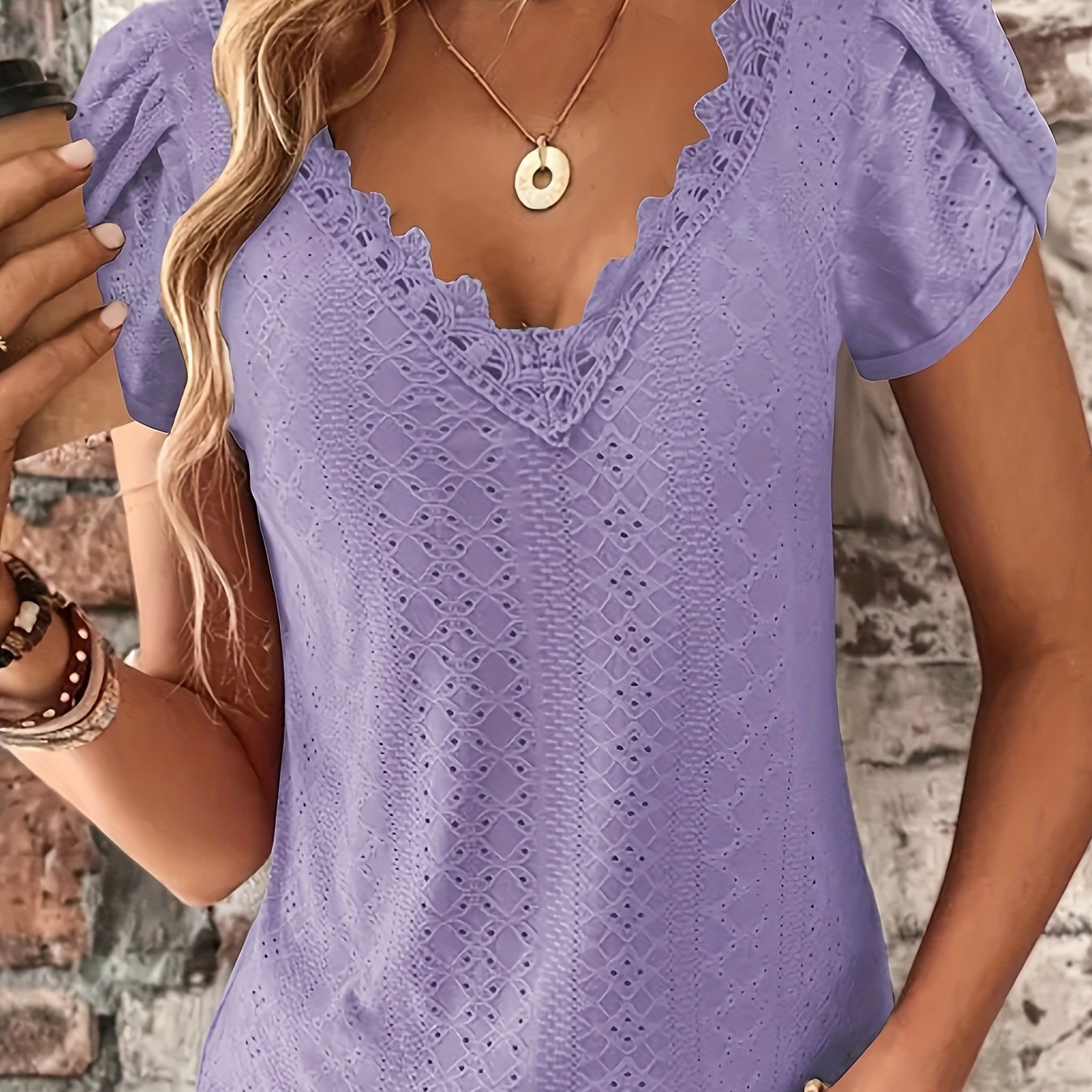 Ruffle Sleeve V-Neck Blouse
