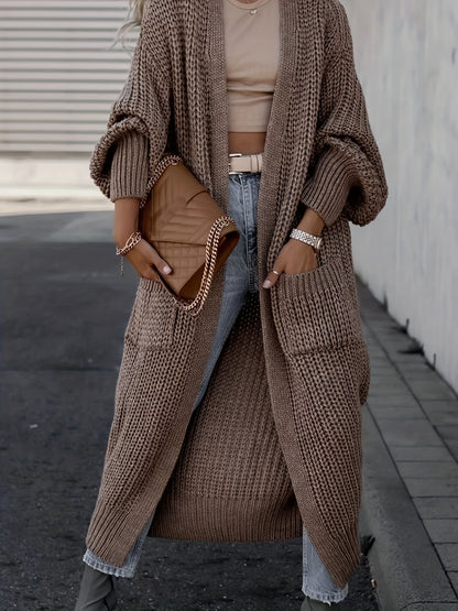Deep V-Neck Ribbed Cardigan