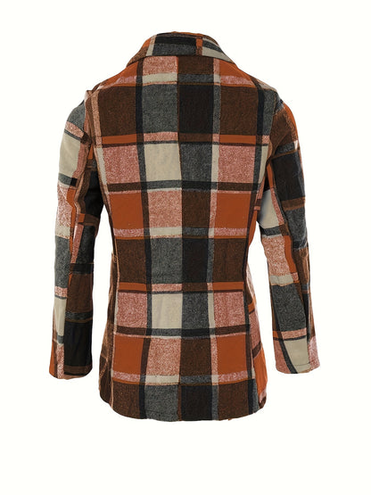 Plaid Lapel Coat