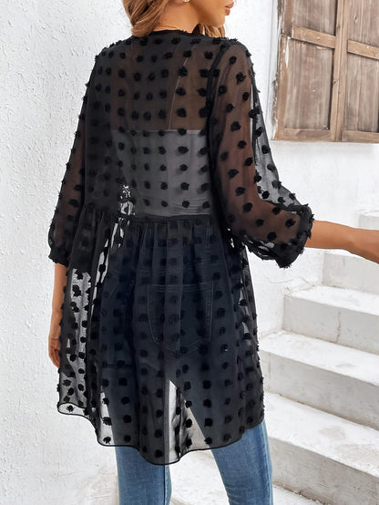 Swiss Dot Lace Open Cardigan