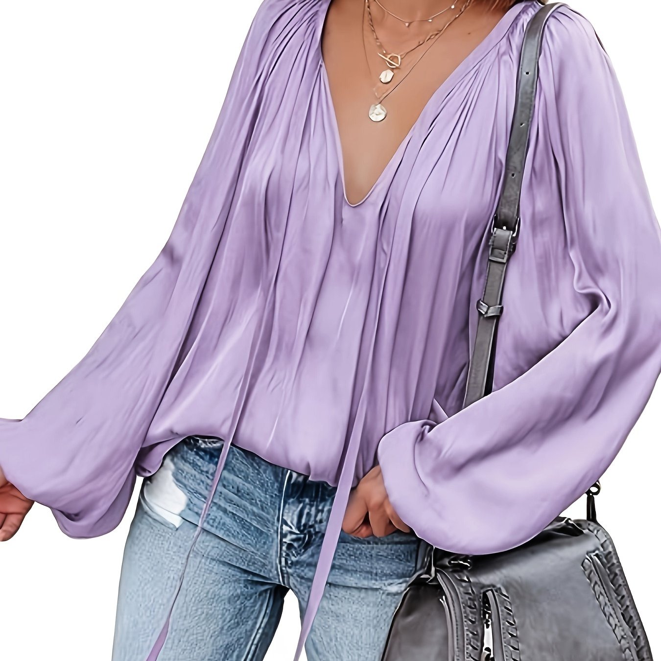 Elegant V-Neck Long Sleeve Blouse