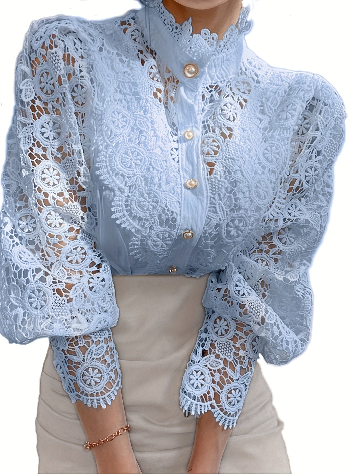 Vintage Lace Pearl Button Blouse