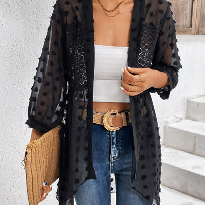 Swiss Dot Lace Open Cardigan