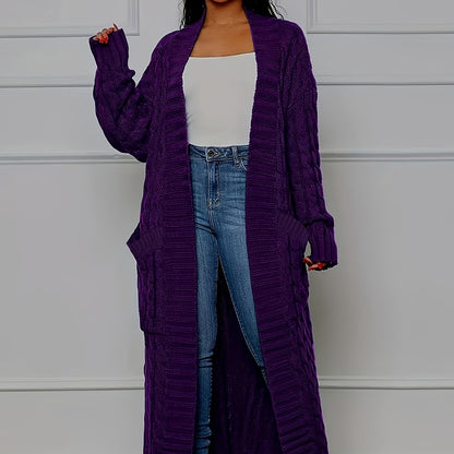 Extra-Long Cable Knit Cardigan