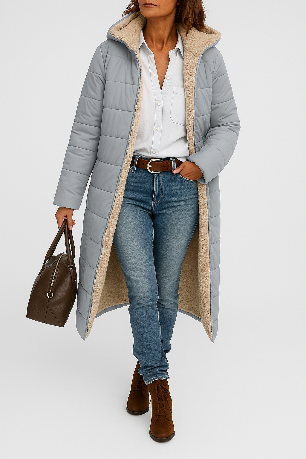 Sherpa-Lined Longline Winter Jacket