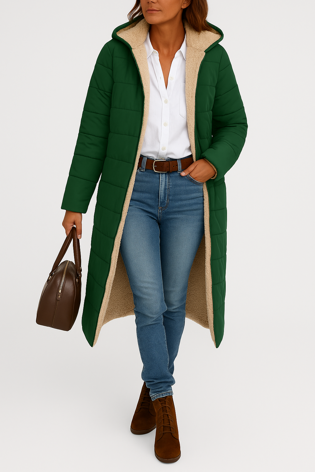 Sherpa-Lined Longline Winter Jacket
