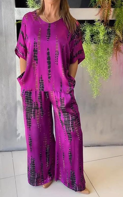 Casual Two-Piece Suit with Round Neck