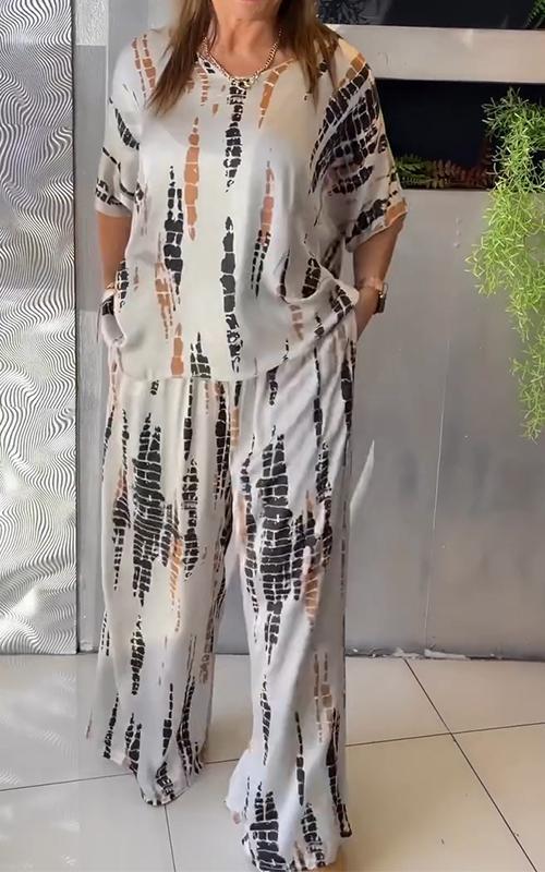 Casual Two-Piece Suit with Round Neck
