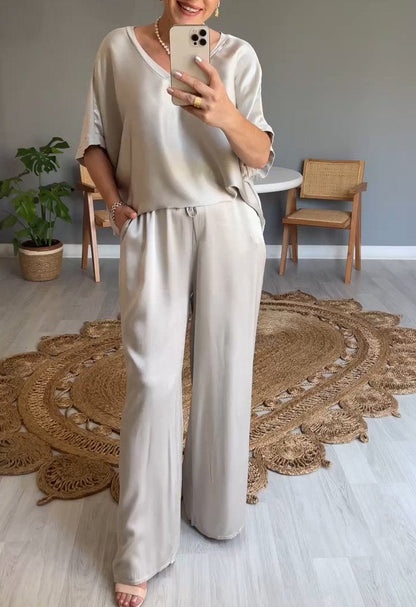 Casual Two-Piece Suit with V-Neck