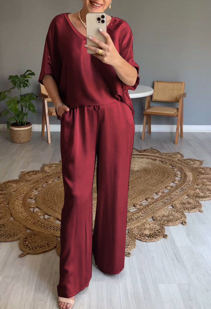 Casual Two-Piece Suit with V-Neck