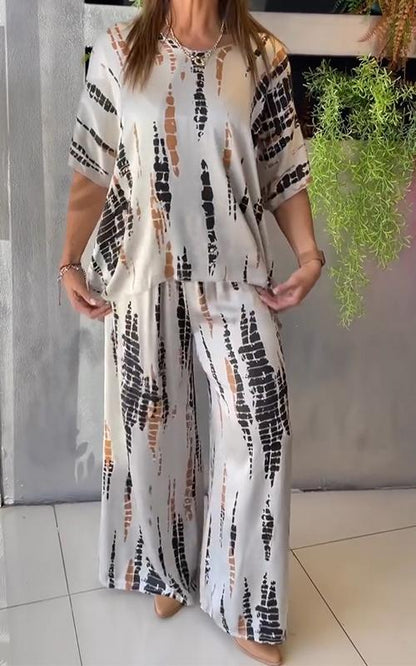 Casual Two-Piece Suit with Round Neck