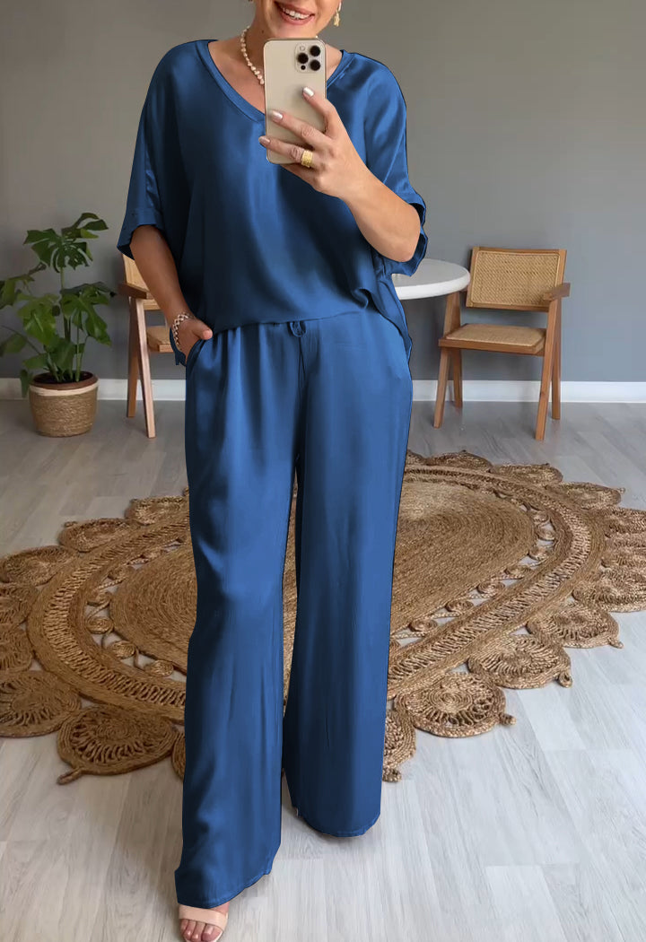 Casual Two-Piece Suit with V-Neck