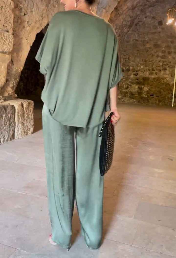 Casual Two-Piece Suit with V-Neck