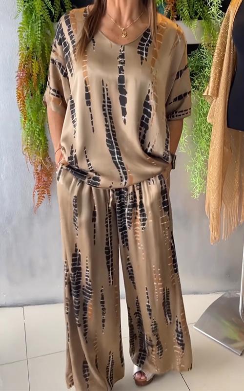 Casual Two-Piece Suit with Round Neck