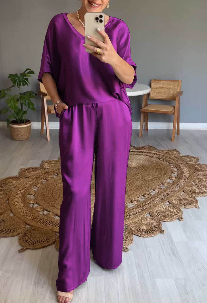 Casual Two-Piece Suit with V-Neck