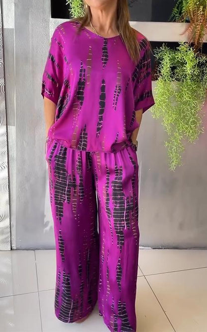Casual Two-Piece Suit with Round Neck