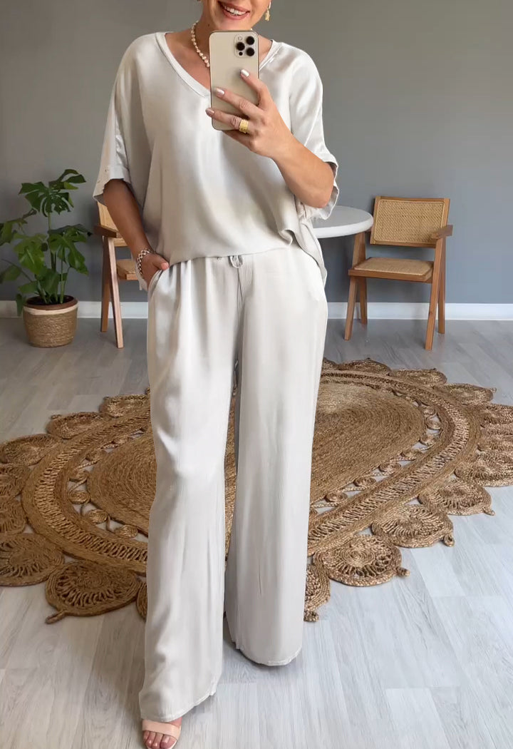 Casual Two-Piece Suit with V-Neck