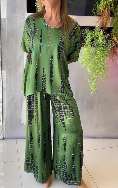 Casual Two-Piece Suit with Round Neck