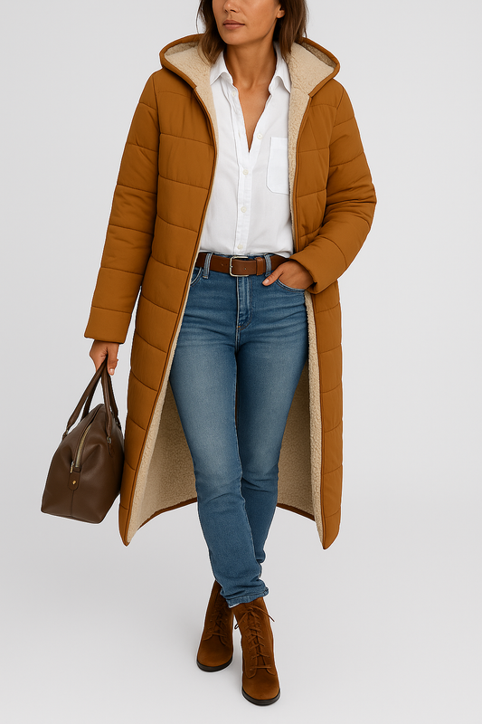 Sherpa-Lined Longline Winter Jacket