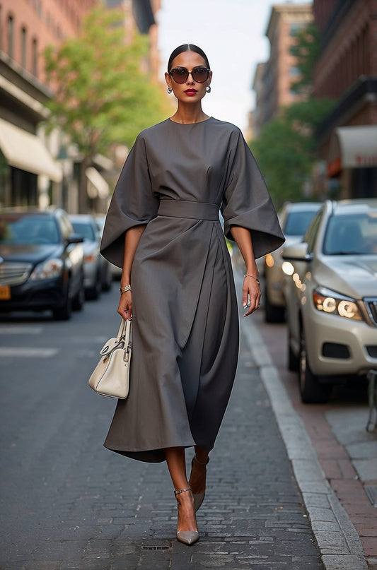Elegant Dress with Wide Sleeves