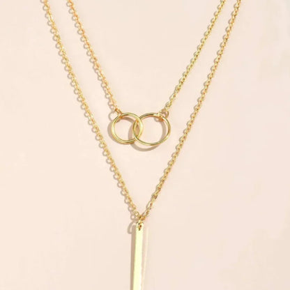 Jasmine – Vintage Gold Dual Circle Pendant Necklace